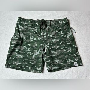 George Men's Green Camouflage Pockets 9" Eboard Swim Trunks Size 3XL (48-50)NWT